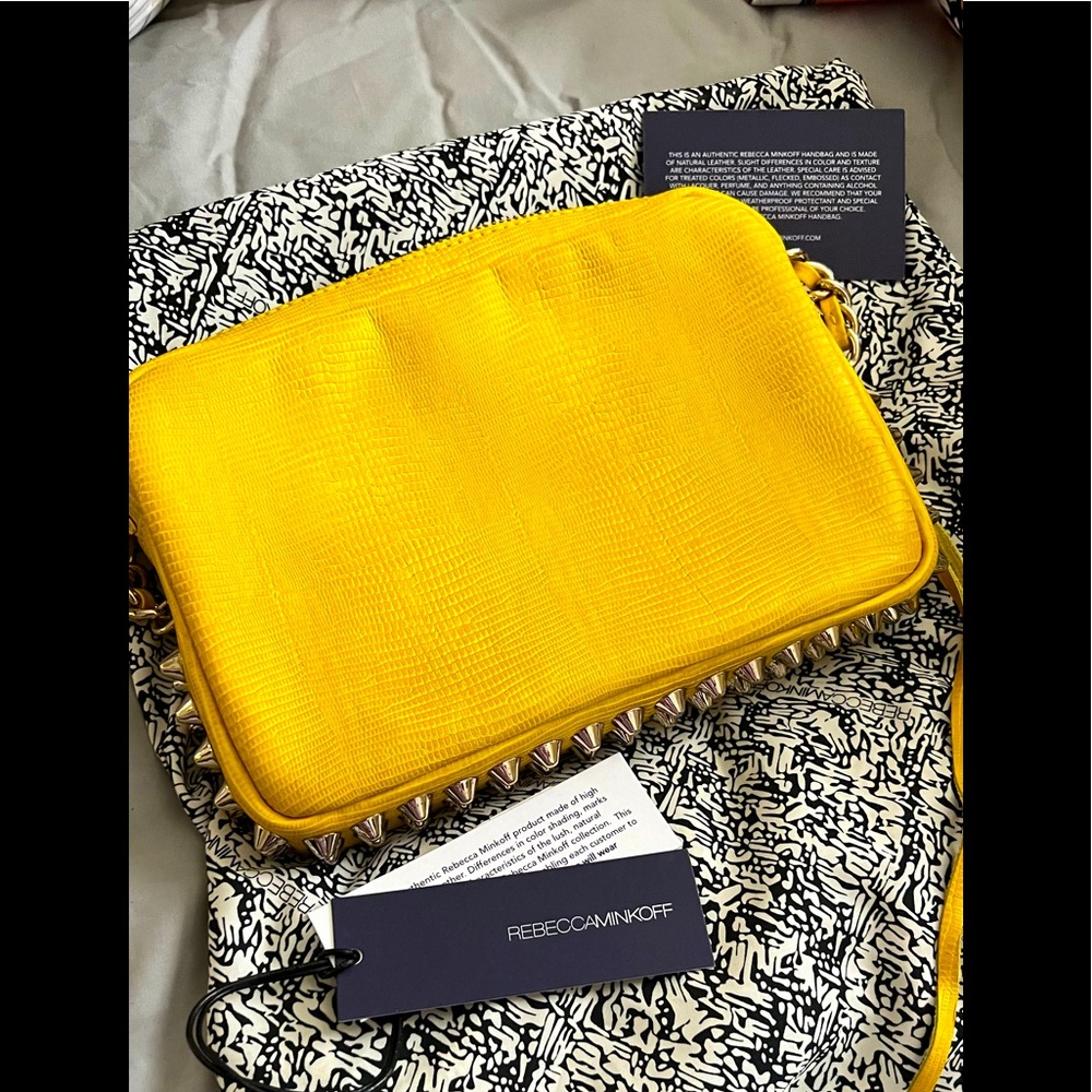 Rebecca Minkoff crossbody croc textured yellow bag